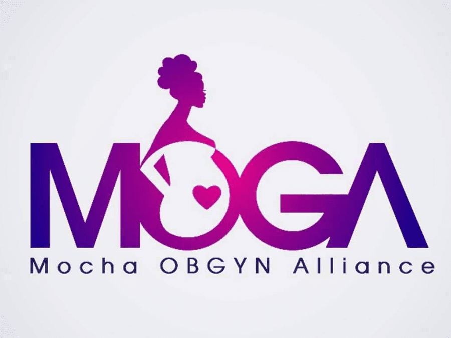 A purple logo with the word moga underneath it.