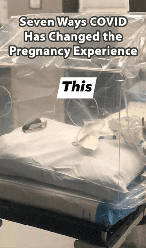 A hospital bed with the words " pregnancy experience this ".