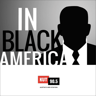 A black man with a tie and glasses is in front of the words " in black america."