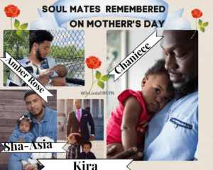 A collage of photos with the words " soul mates remembered on mother 's day ".