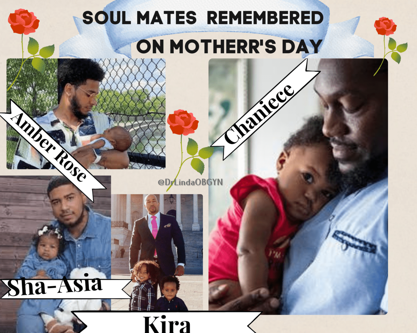 A collage of pictures with the words " soul mates remembered on mother 's day ".