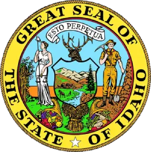 Stateof Idaho Poster in a Circle Image Section in Color